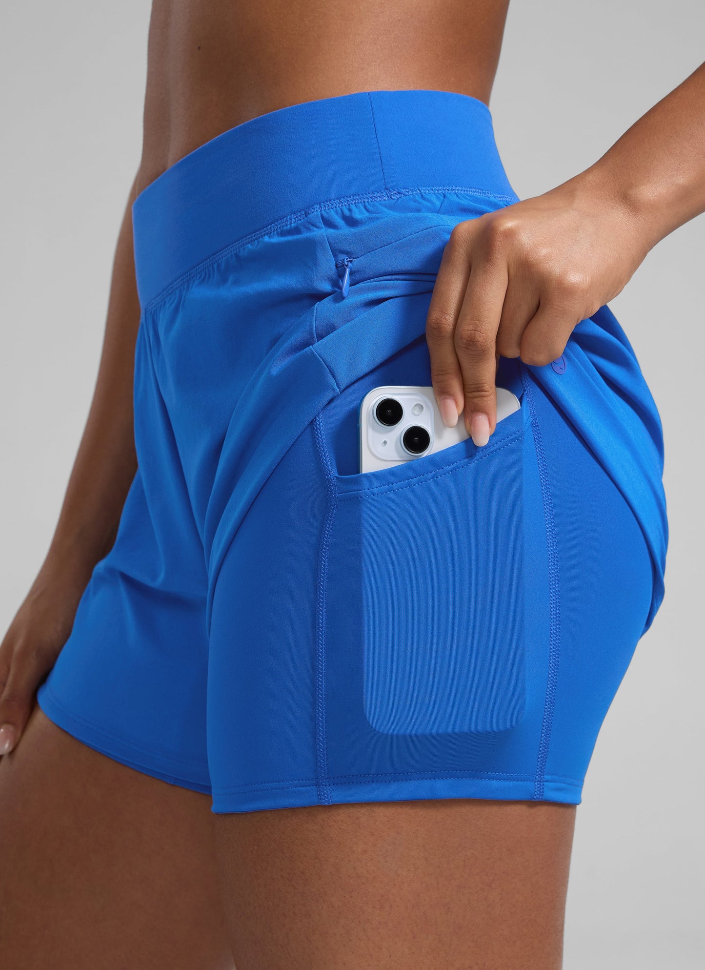 Feathery-Fit Soft 2 in 1 Zip Pocket Short  3"