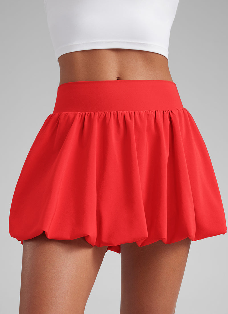 Feathery-Fit Soft Bubble Hem Balloon Ruffle Skort