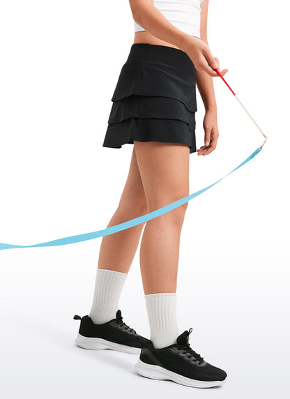 Feathery-Fit Soft Girls Athletic Ruffle Skirts with Shorts