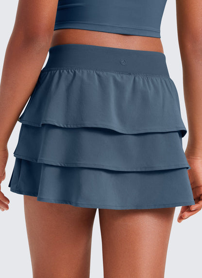 Feathery-Fit Soft Girls Athletic Ruffle Skirts with Shorts