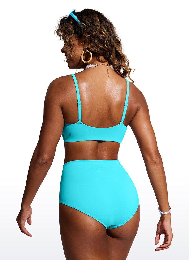 Scoop Neck Adjustable Strap D-DD Bikini Top