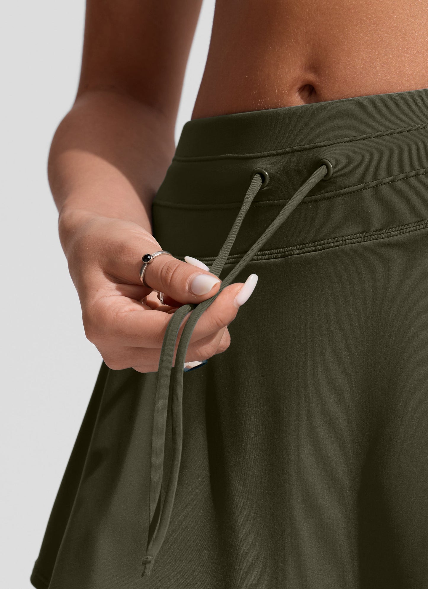 High Rise Zip Pocket  Ruffle Swim Board Short