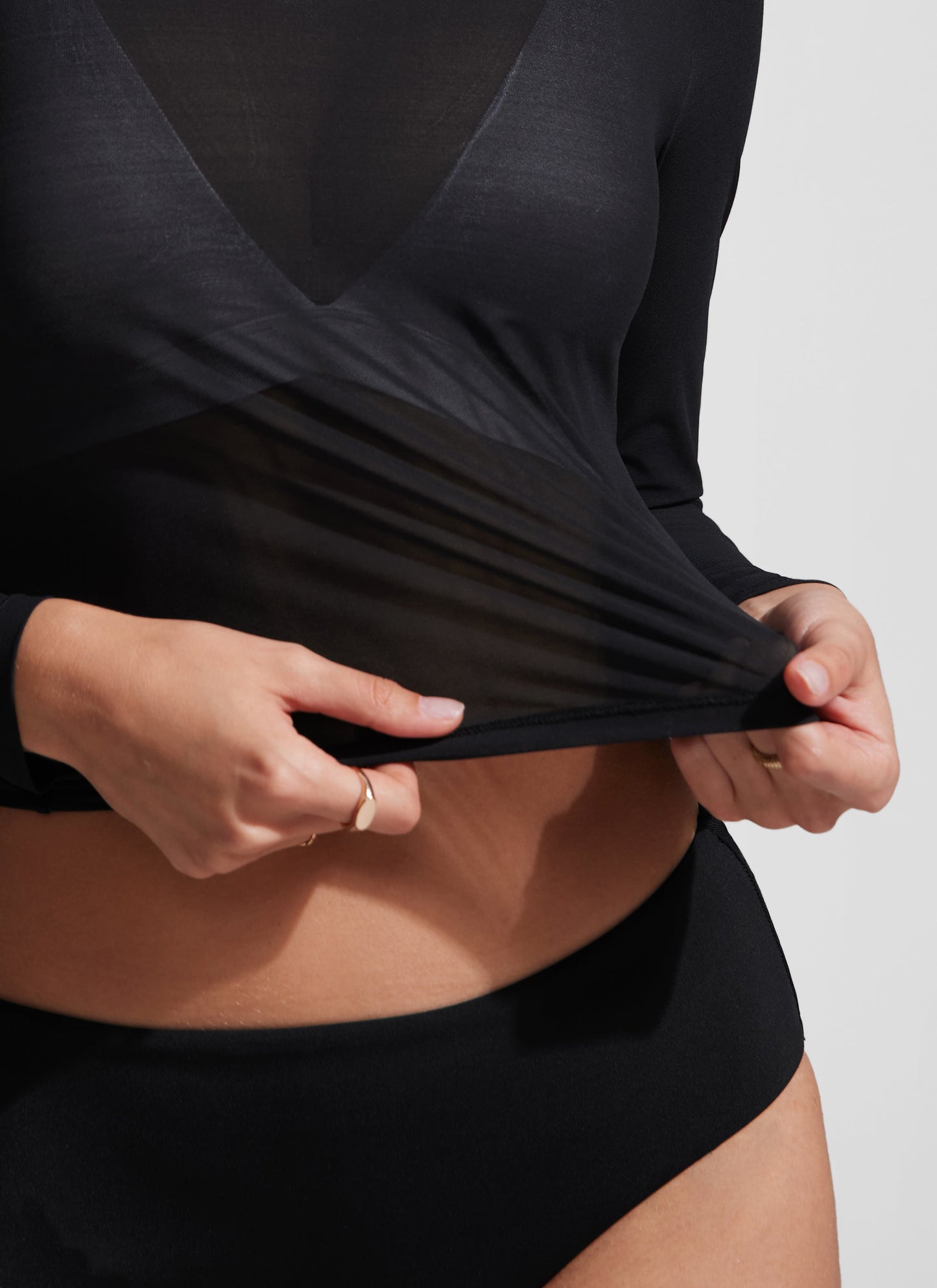 Cover Up Mesh Cropped Long Sleeve