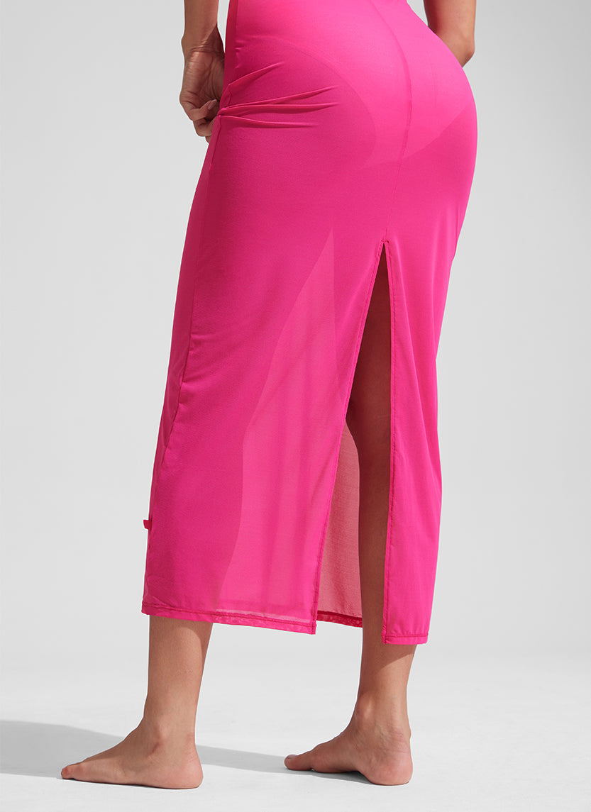 Mesh Midi Sleeveless Swimsuit Coverup with Back Slit