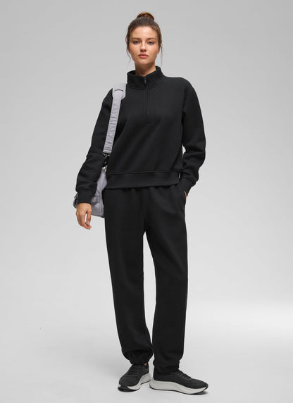 Fleece Lined Half Zip Funnel neck Sweatshirt