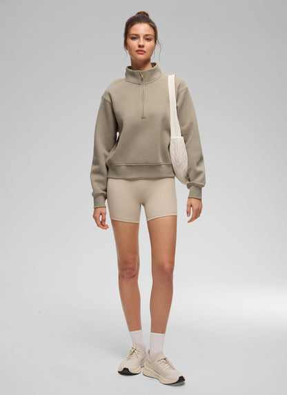 Fleece Lined Half Zip Funnel neck Sweatshirt