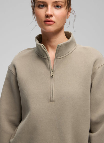 Fleece Lined Half Zip Funnel neck Sweatshirt