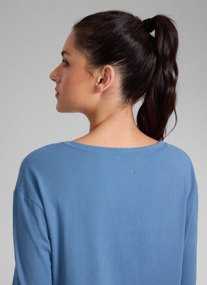 Cotton-Blend Boat Neck Long Sleeve