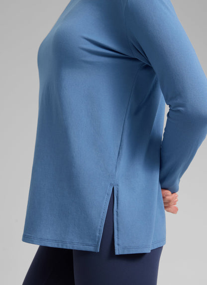 Cotton-Blend Boat Neck Long Sleeve