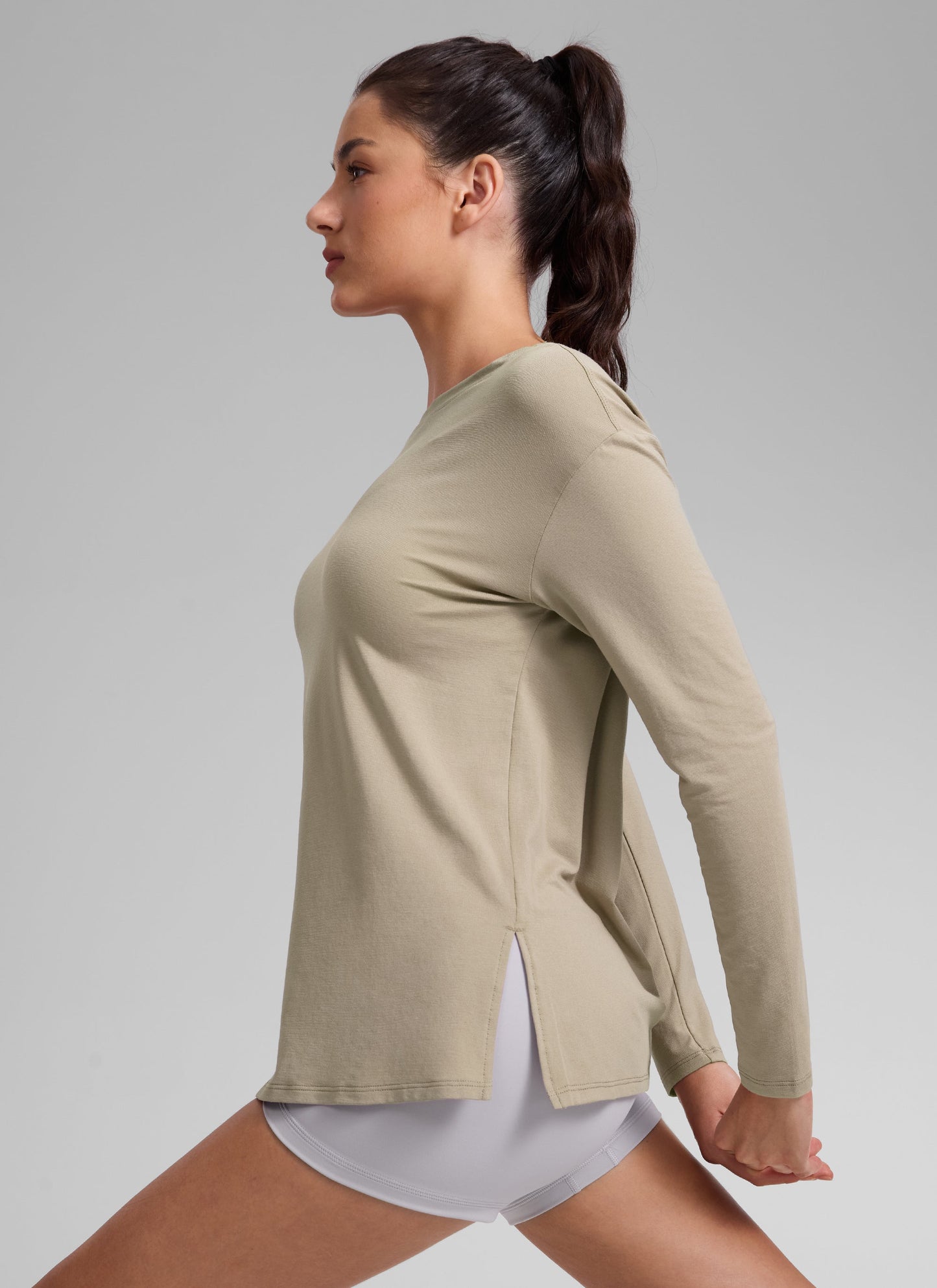 Cotton-Blend Boat Neck Long Sleeve
