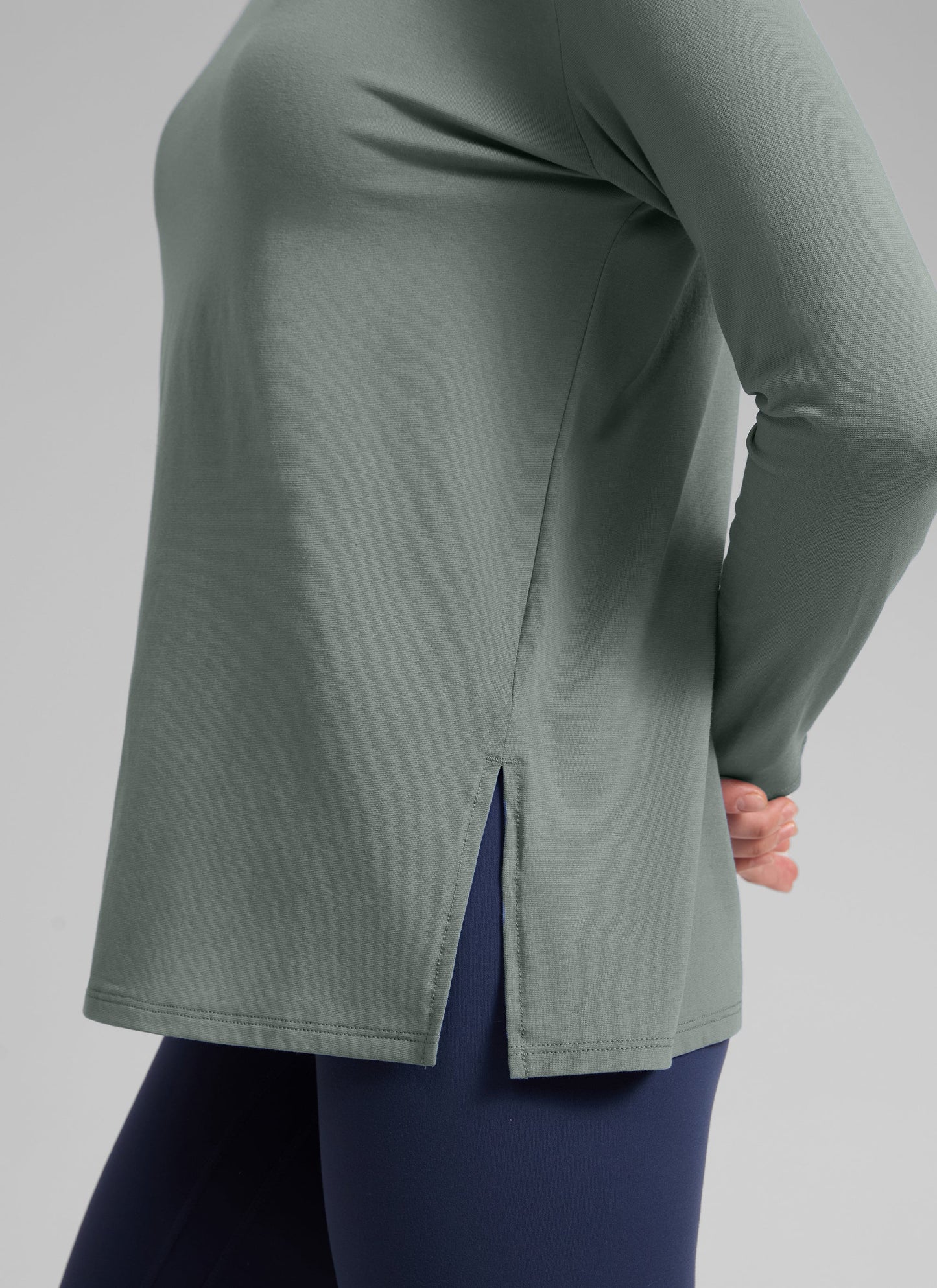 Cotton-Blend Boat Neck Long Sleeve