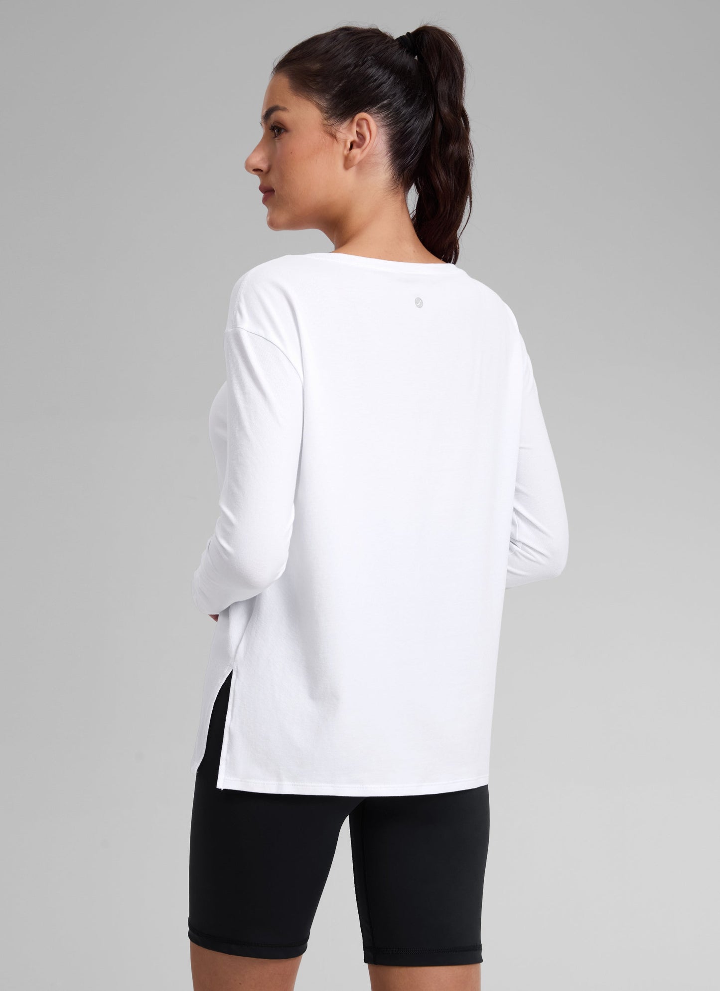 Cotton-Blend Boat Neck Long Sleeve