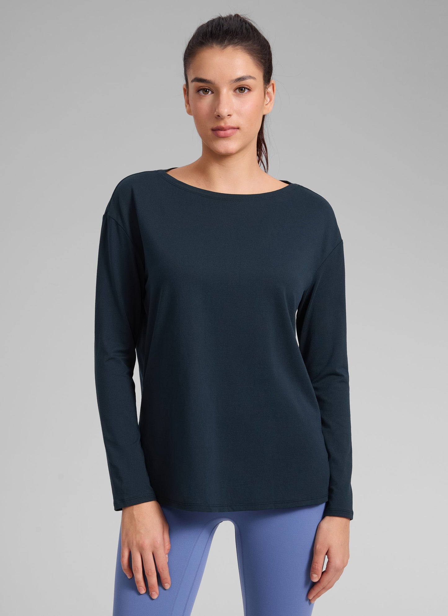 Cotton-Blend Boat Neck Long Sleeve