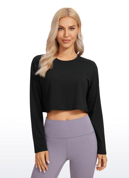 Pima Cotton Cropped Long Sleeve