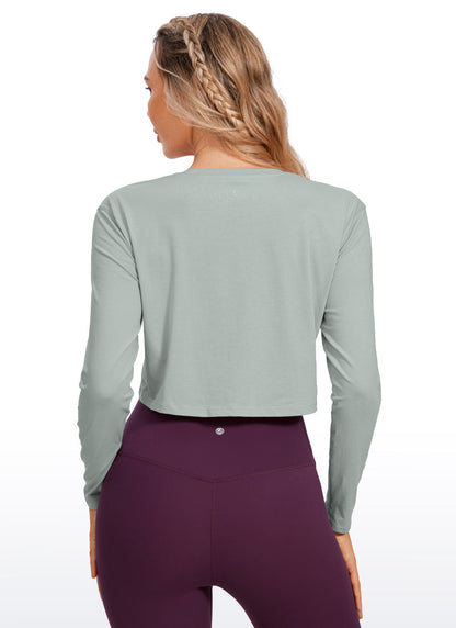 Pima Cotton Cropped Long Sleeve