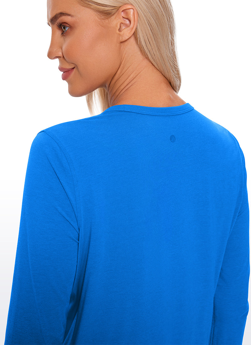 Pima Cotton Cropped Classic Fit Long Sleeve