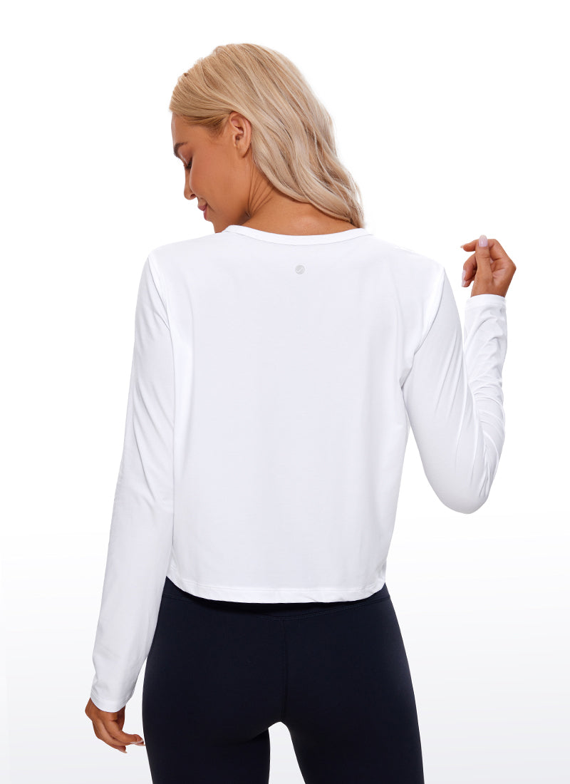 Pima Cotton Cropped Classic Fit Long Sleeve
