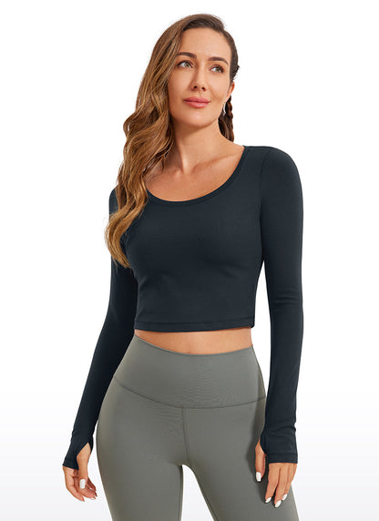 Butterluxe Scoop Neck Cropped Long Sleeve