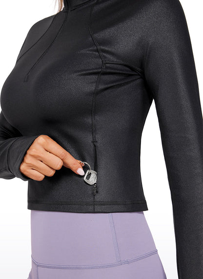 Butterluxe Half Zip Cropped Long Sleeve