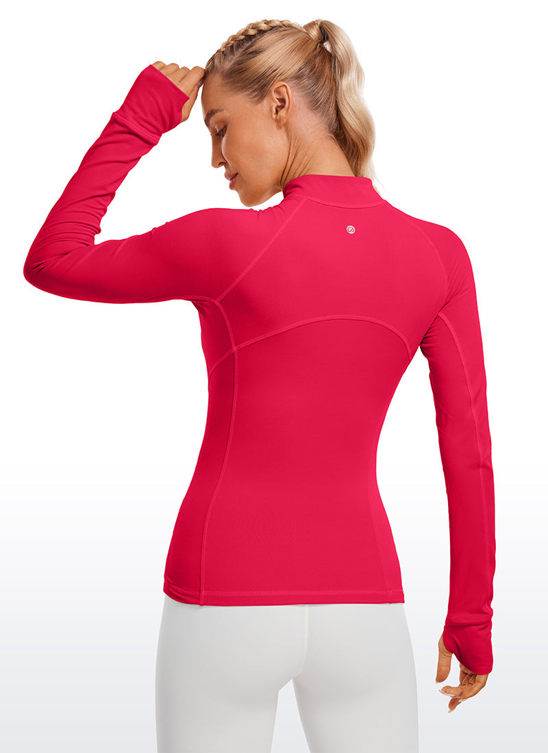 Brushed Thumbhole Half Zip Long Sleeve