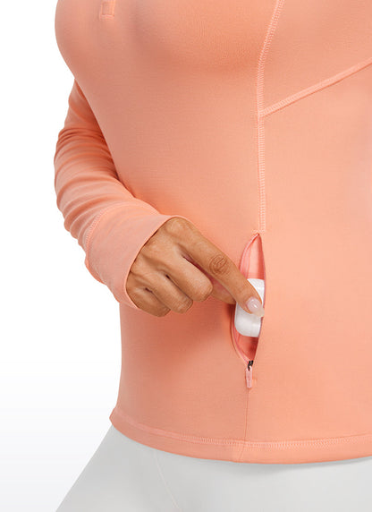 Brushed Thumbhole Half Zip Long Sleeve
