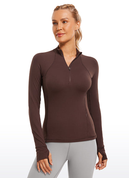 Brushed Thumbhole Half Zip Long Sleeve