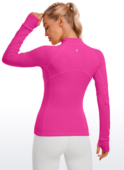 Brushed Thumbhole Half Zip Long Sleeve