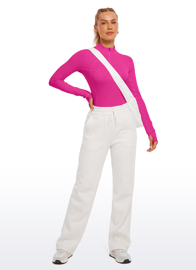 Brushed Thumbhole Half Zip Long Sleeve