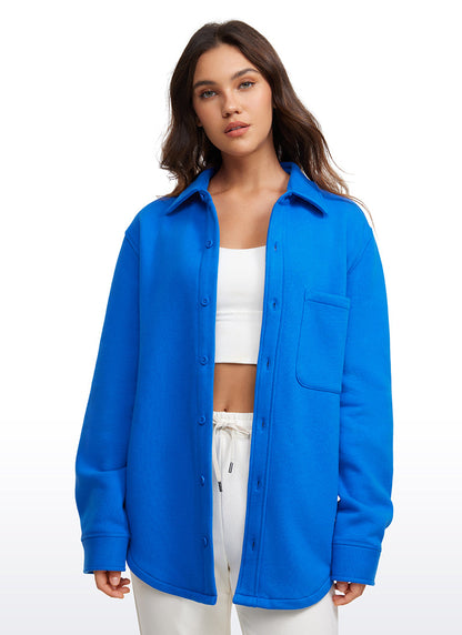 Fleece Lined Oversized Button Down Jacket