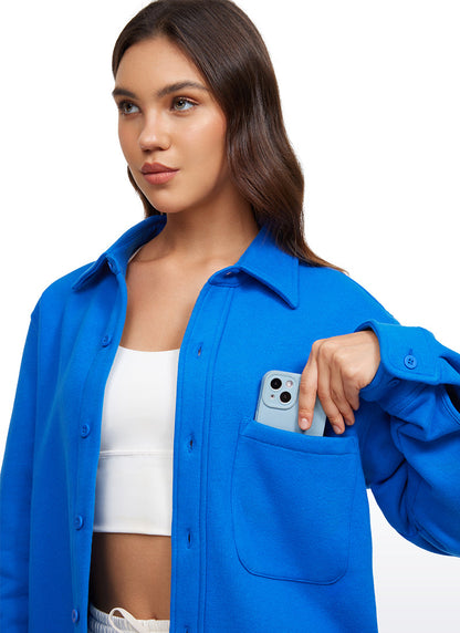 Fleece Lined Oversized Button Down Jacket