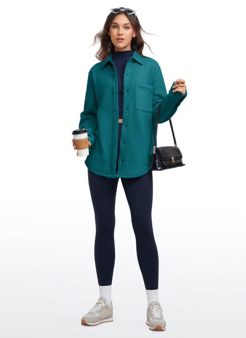 Fleece Lined Oversized Button Down Jacket