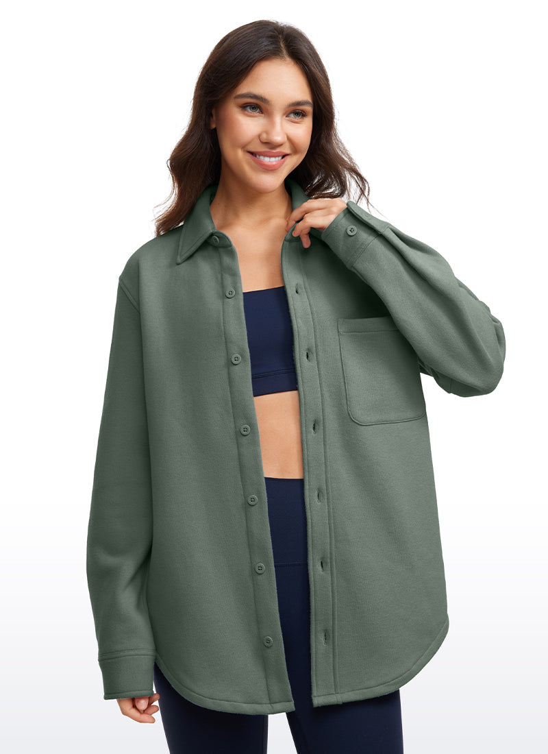 Fleece Lined Oversized Button Down Jacket