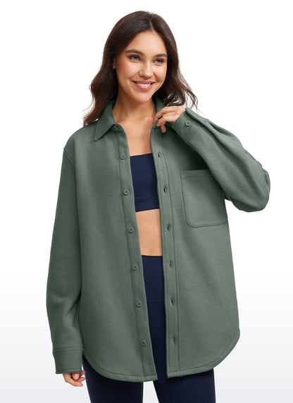 Fleece Lined Oversized Button Down Jacket