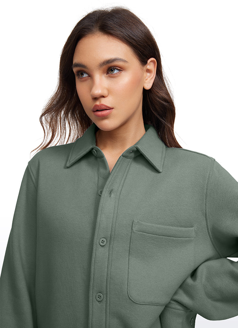 Fleece Lined Oversized Button Down Jacket