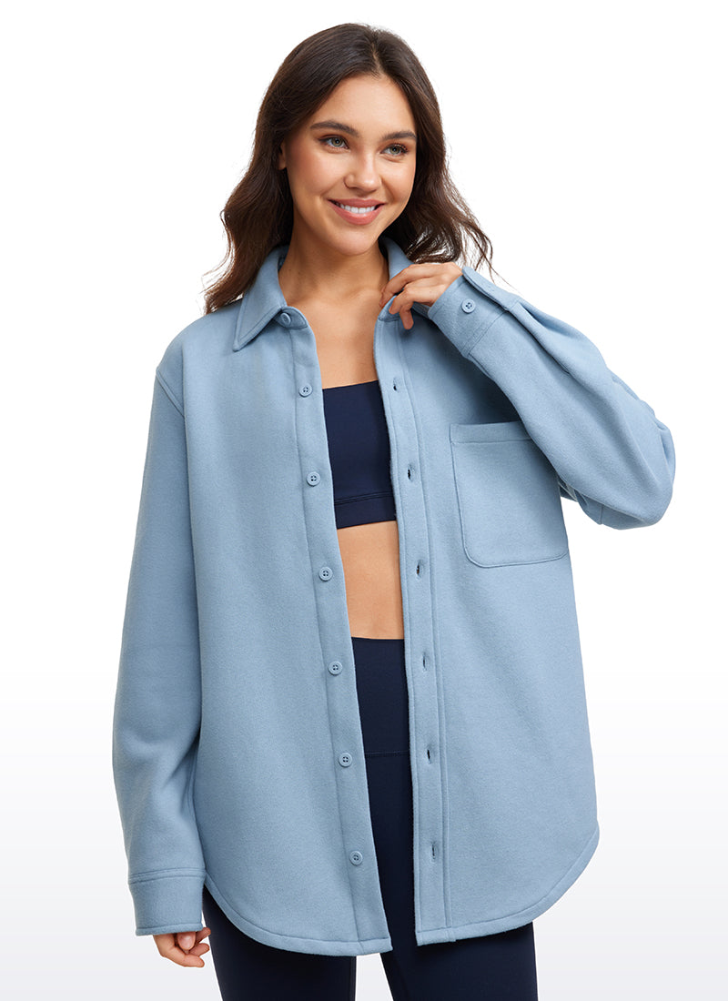 Fleece Lined Oversized Button Down Jacket