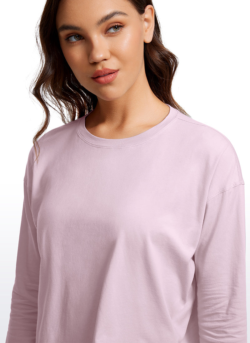 Pima Cotton Cropped Loose Fit Long Sleeve