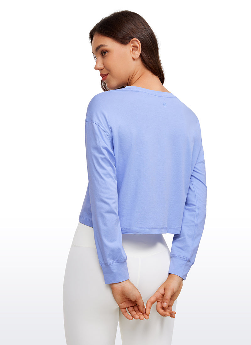 Pima Cotton Cropped Loose Fit Long Sleeve