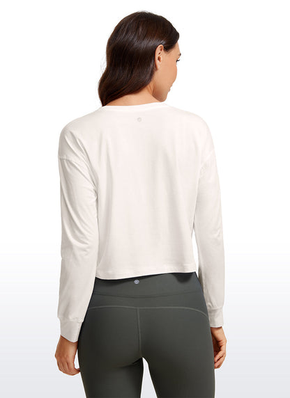 Pima Cotton Cropped Loose Fit Long Sleeve