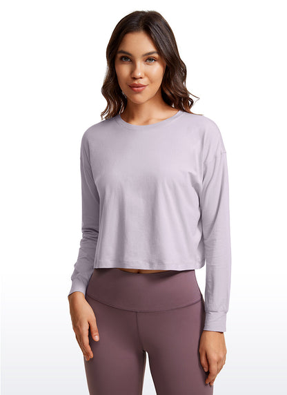 Pima Cotton Cropped Loose Fit Long Sleeve