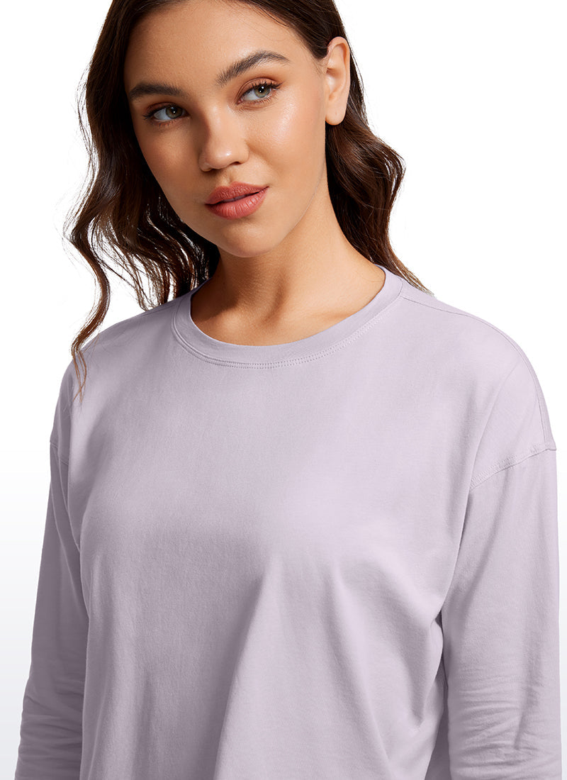 Pima Cotton Cropped Loose Fit Long Sleeve