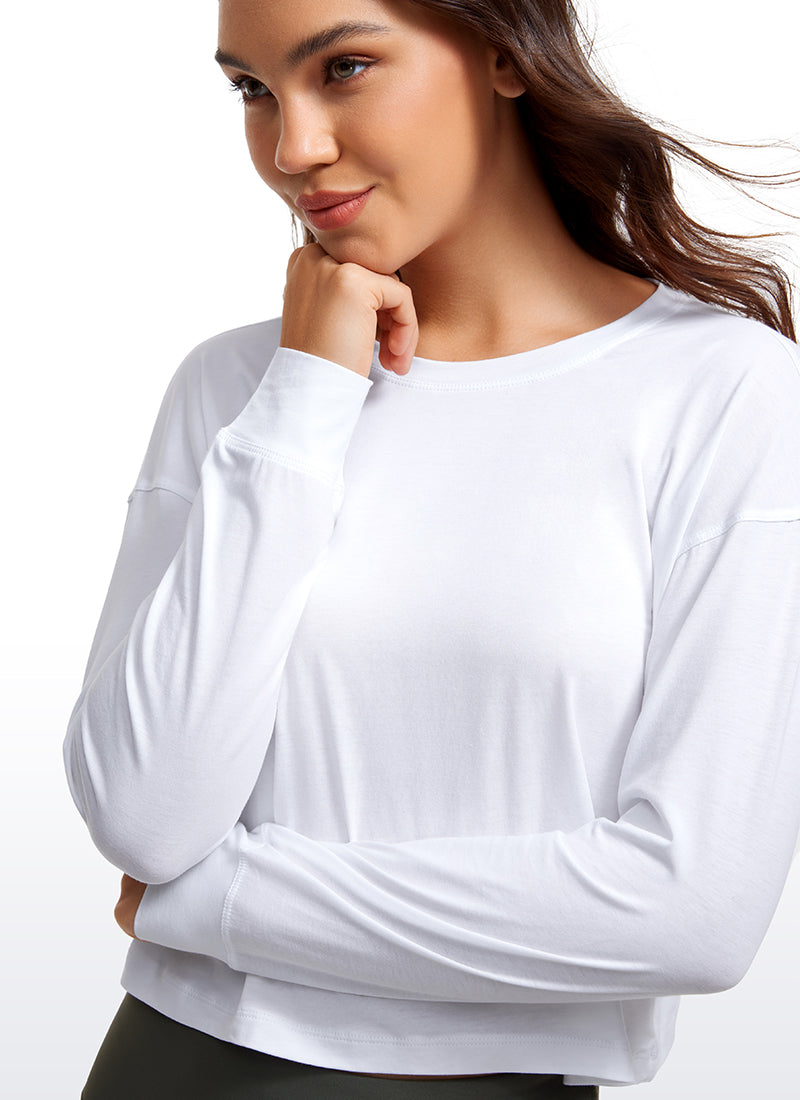 Pima Cotton Cropped Loose Fit Long Sleeve