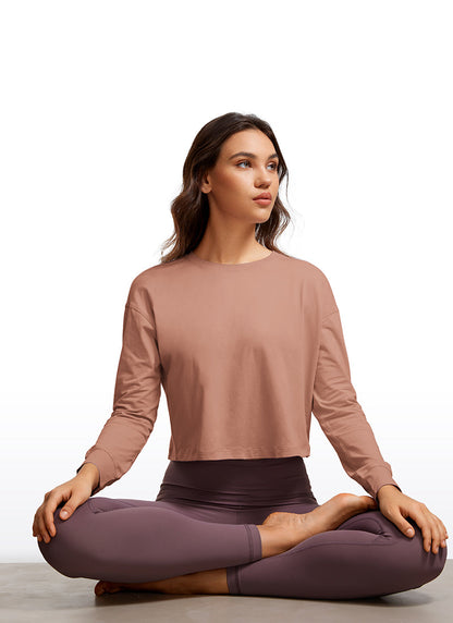 Pima Cotton Cropped Loose Fit Long Sleeve