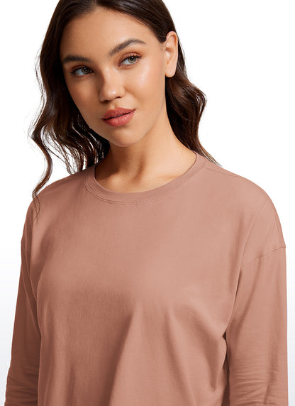 Pima Cotton Cropped Loose Fit Long Sleeve