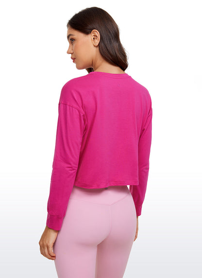 Pima Cotton Cropped Loose Fit Long Sleeve