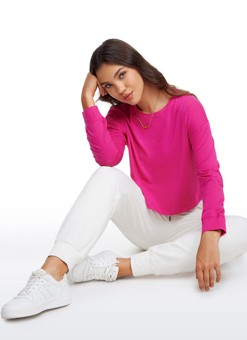Pima Cotton Cropped Loose Fit Long Sleeve