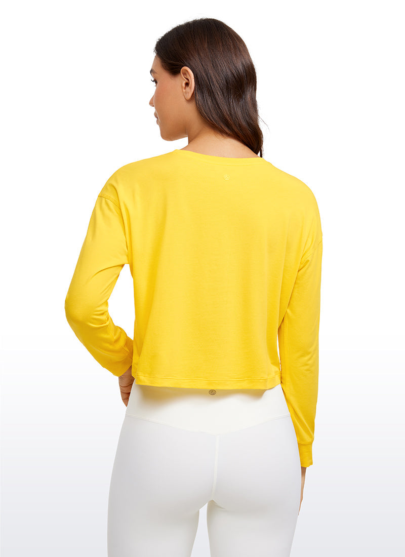 Pima Cotton Cropped Loose Fit Long Sleeve