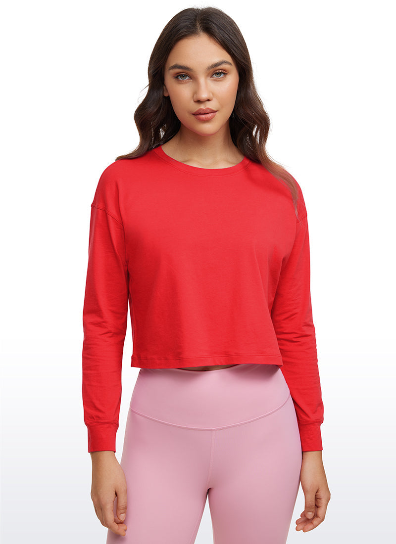 Pima Cotton Cropped Loose Fit Long Sleeve