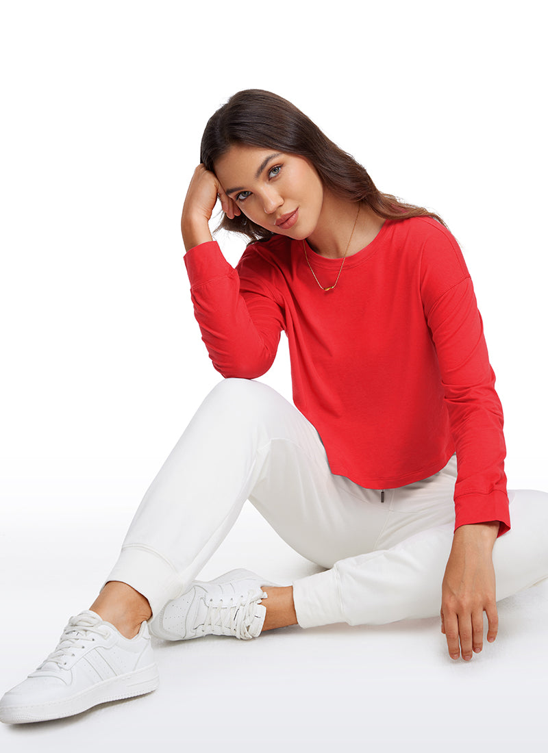 Pima Cotton Cropped Loose Fit Long Sleeve