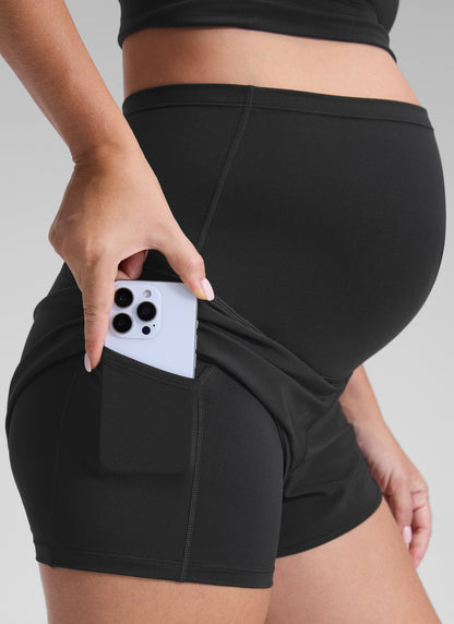 Feather-Fit Soft 2 in 1 Maternity Short 3''