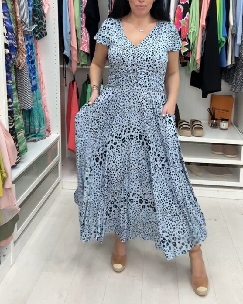 Short Sleeve V-Neck Dress